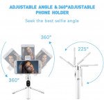 Wholesale LED Light Slim Wireless Bluetooth Remote Extendable Selfie Stick with Tripod Stand (White)